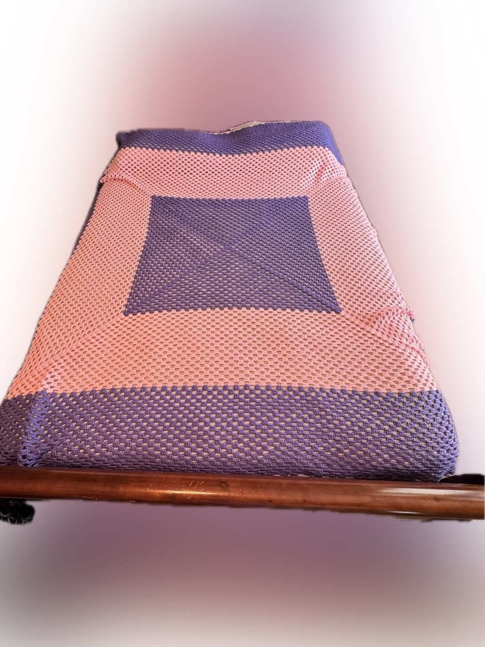 American Vintage Pink and Purple Knit Bed Throw